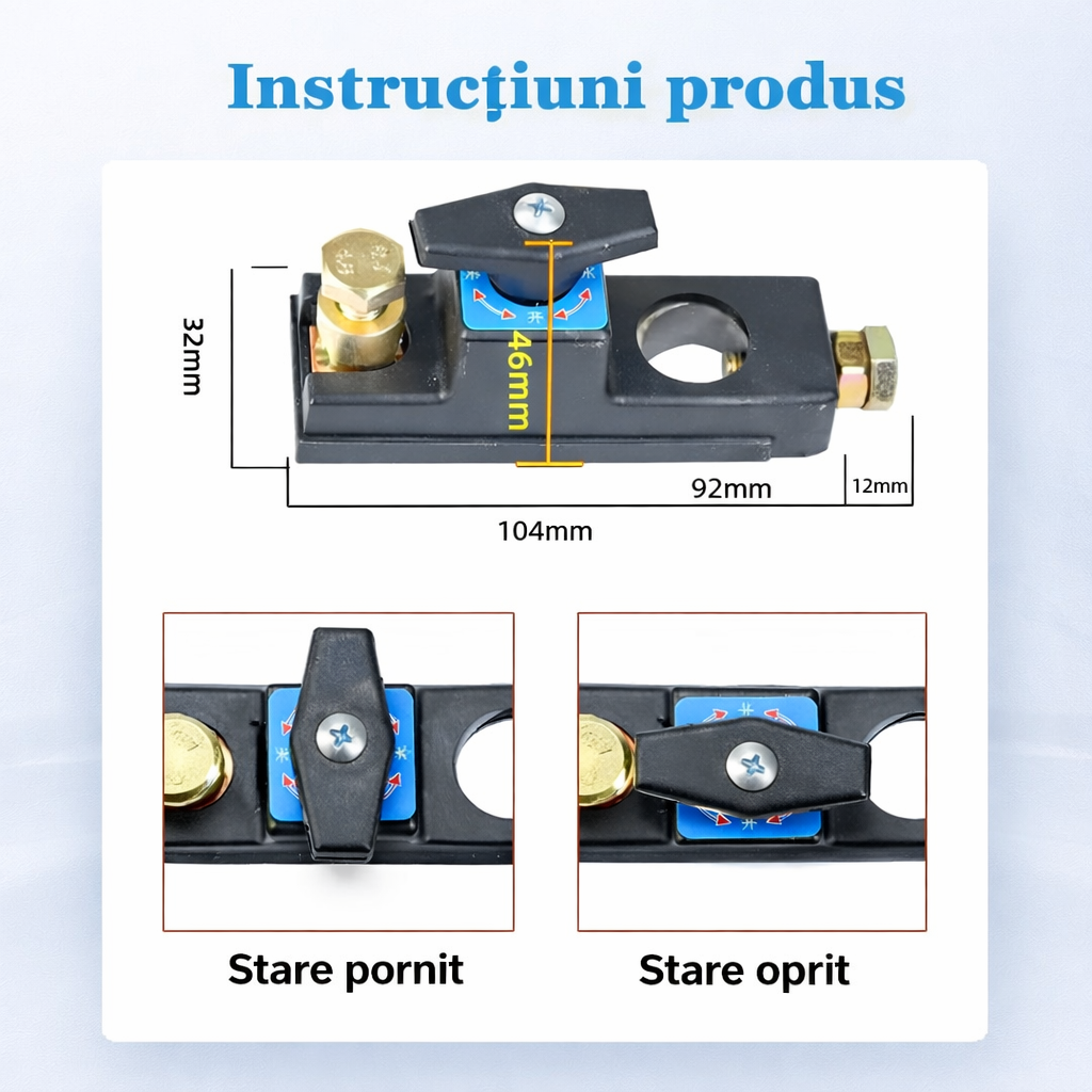 AutoStop 12V/24V - Întrerupător Baterie Cupru